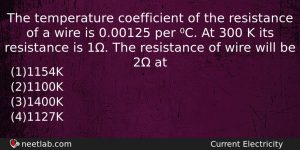 The Temperature Coefficient Of The Resistance Of A Wire Is Physics Question