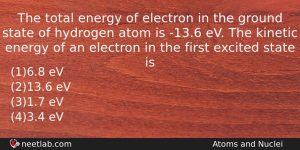 The Total Energy Of Electron In The Ground State Of Physics Question