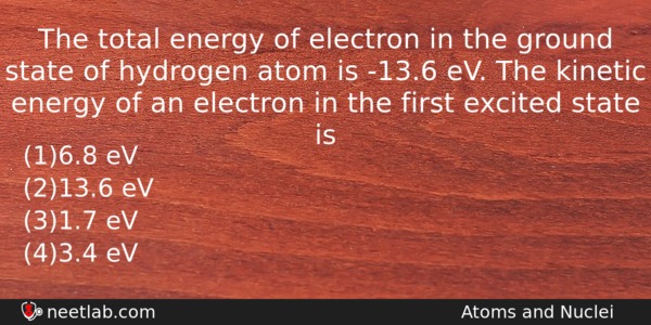 The Total Energy Of Electron In The Ground State Of Physics Question 
