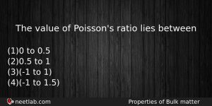 The Value Of Poissons Ratio Lies Between Physics Question