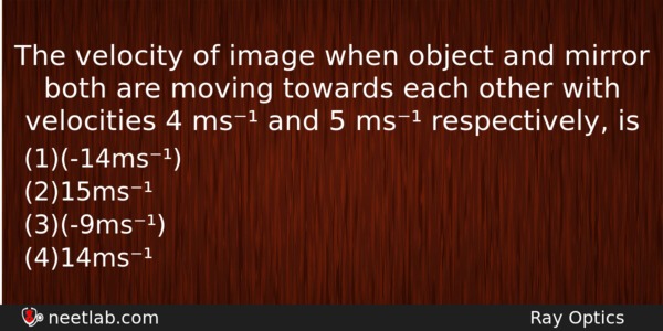 The Velocity Of Image When Object And Mirror Both Are Physics Question 