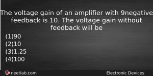 The Voltage Gain Of An Amplifier With 9 Negative Feedback Physics Question