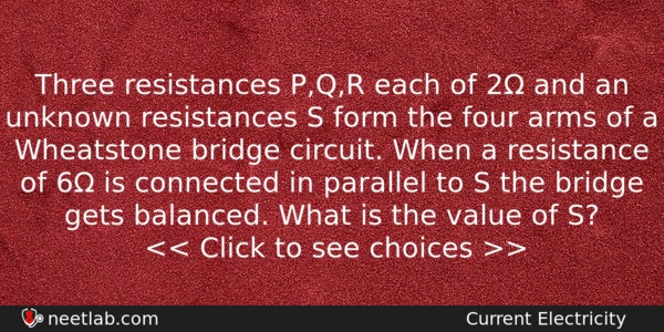 Three Resistances Pqr Each Of 2 And An Unknown Resistances Physics Question 