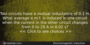 Two Circuits Have A Mutual Inductance Of 01 H What Physics Question