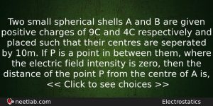 Two Small Spherical Shells A And B Are Given Positive Physics Question