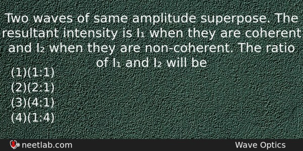 Two Waves Of Same Amplitude Superpose The Resultant Intensity Is Physics Question 