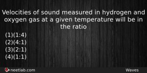 Velocities Of Sound Measured In Hydrogen And Oxygen Gas At Physics Question
