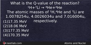 What Is The Qvalue Of The Reaction Hli Hehe Physics Question