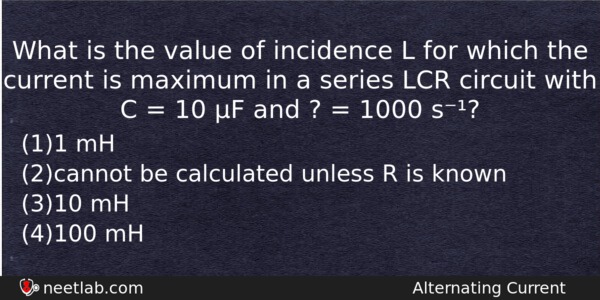 What Is The Value Of Incidence L For Which The Physics Question 
