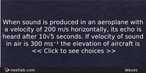 When Sound Is Produced In An Aeroplane With A Velocity Physics Question