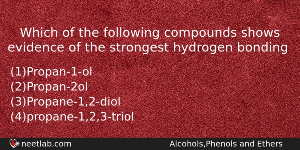 Which Of The Following Compounds Shows Evidence Of The Strongest Chemistry Question 