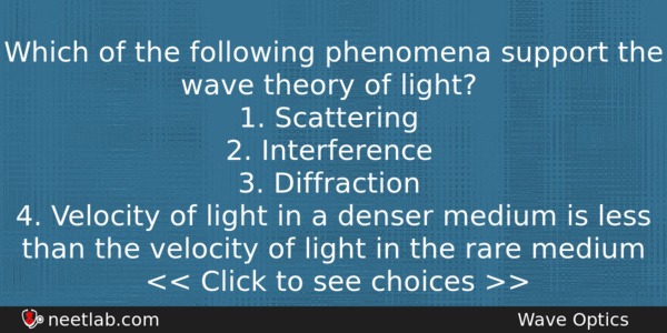Which Of The Following Phenomena Support The Wave Theory Of Physics Question 
