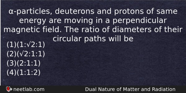 Particles Deuterons And Protons Of Same Energy Are Moving In Physics Question 