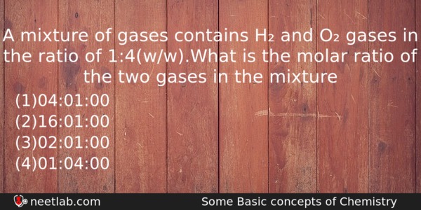 A Mixture Of Gases Contains H And O Gases In Chemistry Question 