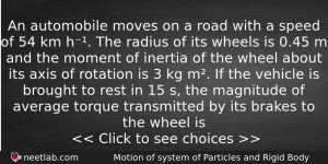 An Automobile Moves On A Road With A Speed Of Physics Question