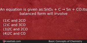 An Equation Is Given Assno C Sn Chemistry Question