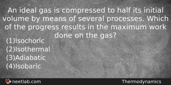 An Ideal Gas Is Compressed To Half Its Initial Volume Physics Question 