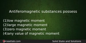 Antiferomagnetic Substances Possess Chemistry Question