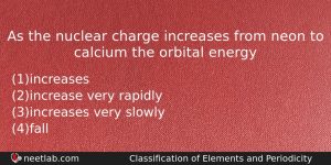 As The Nuclear Charge Increases From Neon To Calcium The Chemistry Question
