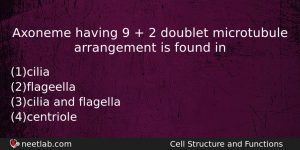 Axoneme Having 9 2 Doublet Microtubule Arrangement Is Found Biology Question