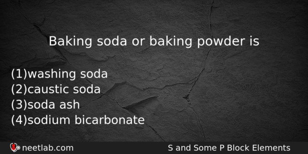 Baking Soda Or Baking Powder Is Chemistry Question 