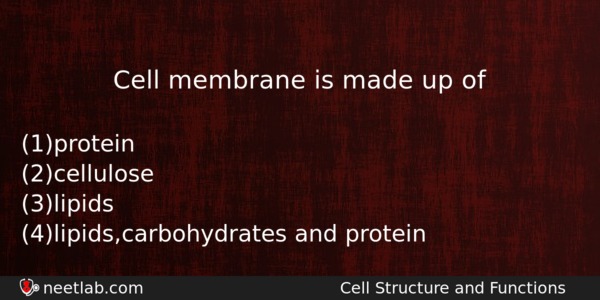 Cell Membrane Is Made Up Of Biology Question 