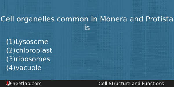Cell Organelles Common In Monera And Protista Is Biology Question 