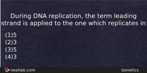 During Dna Replication The Term Leading Strand Is Applied To Biology Question