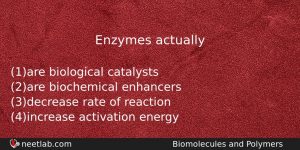 Enzymes Actually Chemistry Question