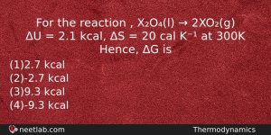 For The Reaction Xol 2xog U 21 Chemistry Question