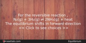 For The Reversible Reaction Ng 3hg 2nhg Chemistry Question