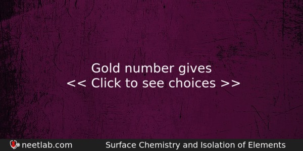 Gold Number Gives Chemistry Question 