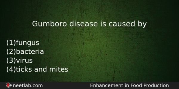 Gumboro Disease Is Caused By Biology Question 