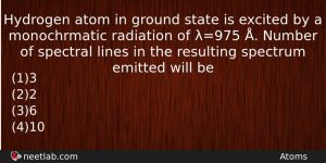 Hydrogen Atom In Ground State Is Excited By A Monochrmatic Physics Question