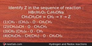 Identify Z In The Sequence Of Reaction Hbrho Chona Chemistry Question