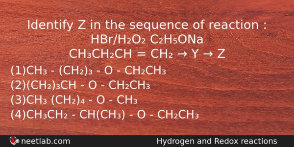 Identify Z In The Sequence Of Reaction Hbrho Chona Chemistry Question 