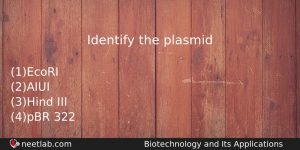 Identify The Plasmid Biology Question
