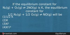 If The Equilibrium Constant For Ng Og 2nog Chemistry Question