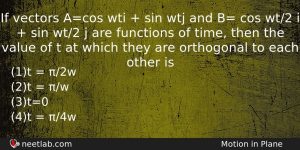 If Vectors Acos Wti Sin Wtj And B Cos Physics Question