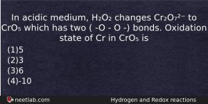 In Acidic Medium Ho Changes Cro To Cro Which Has Chemistry Question