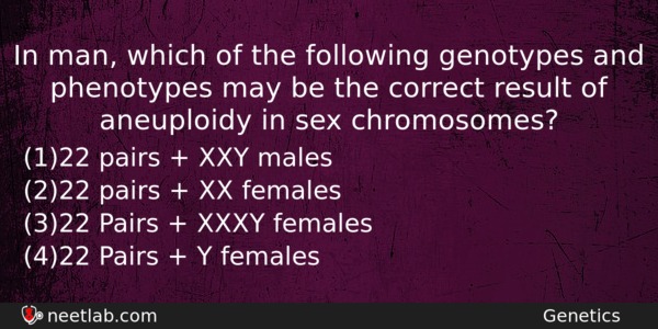In Man Which Of The Following Genotypes And Phenotypes May Biology Question 