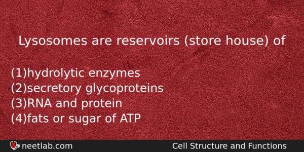Lysosomes Are Reservoirs Store House Of Biology Question 