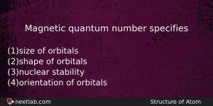 Magnetic Quantum Number Specifies Chemistry Question