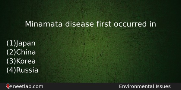 Minamata Disease First Occurred In Biology Question 