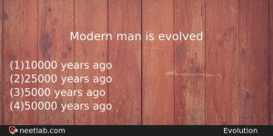 Modern Man Is Evolved Biology Question