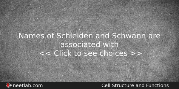 Names Of Schleiden And Schwann Are Associated With Biology Question 