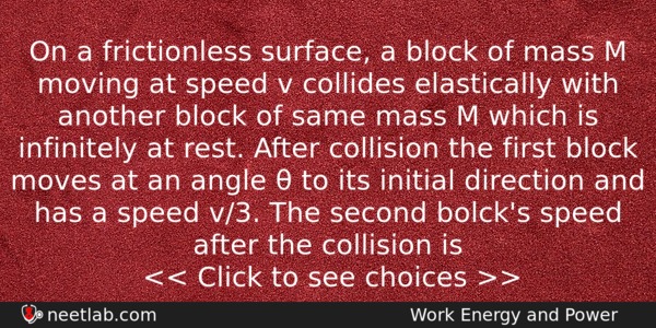 On A Frictionless Surface A Block Of Mass M Moving Physics Question 