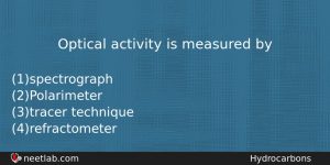Optical Activity Is Measured By Chemistry Question