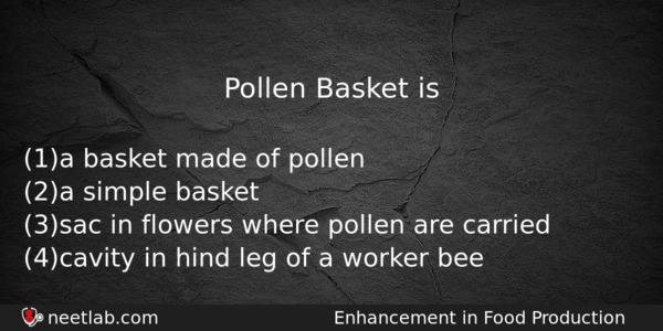 Pollen Basket Is Biology Question 