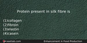 Protein Present In Silk Fibre Is Biology Question